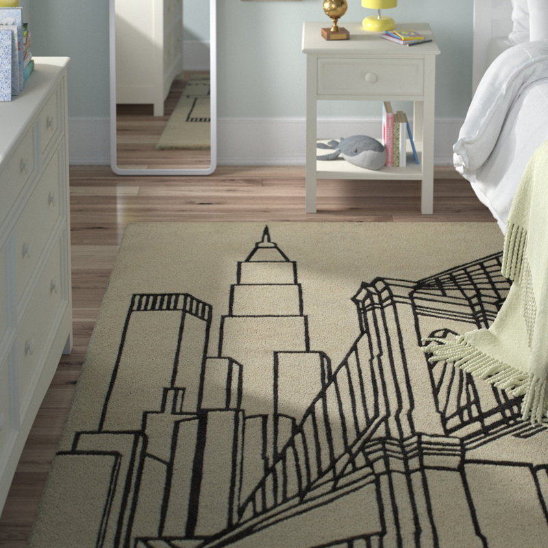 Tapis ivoire touffeté à la main Adelle, Rectangle 5 pi x 7 pi