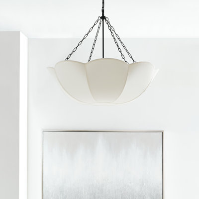 Alexa Hampton Stassi Dining Room Chandelier With White Linen Shade