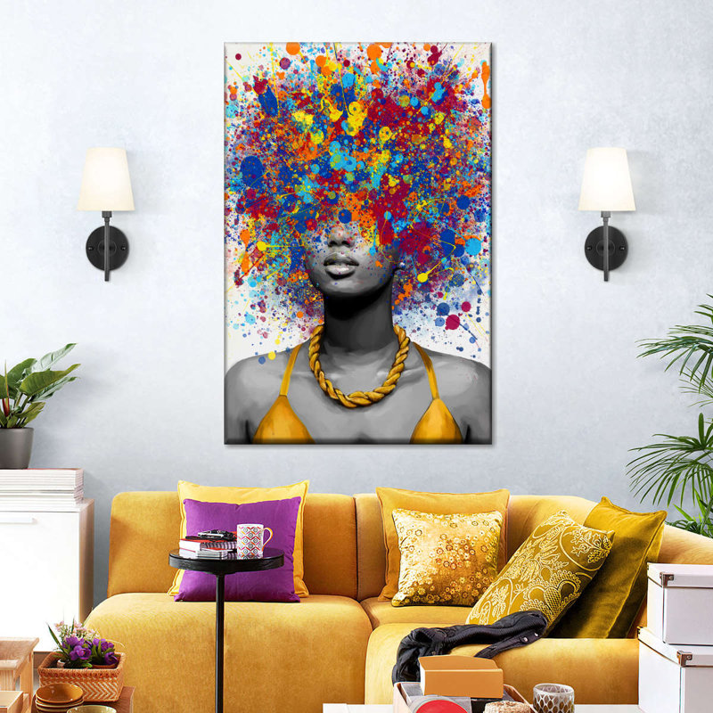 Afro Pop II sur toile, H 30 po x l 20 po x P 1,25 po
