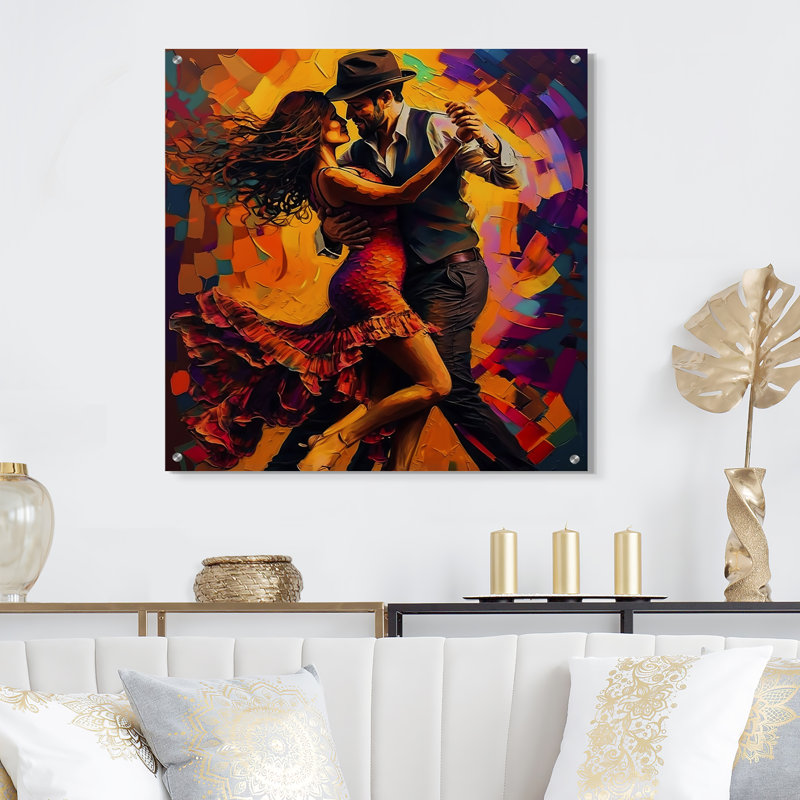 Salsa Dancers - musique, art mural acrylique, H 16 po x l 16 po