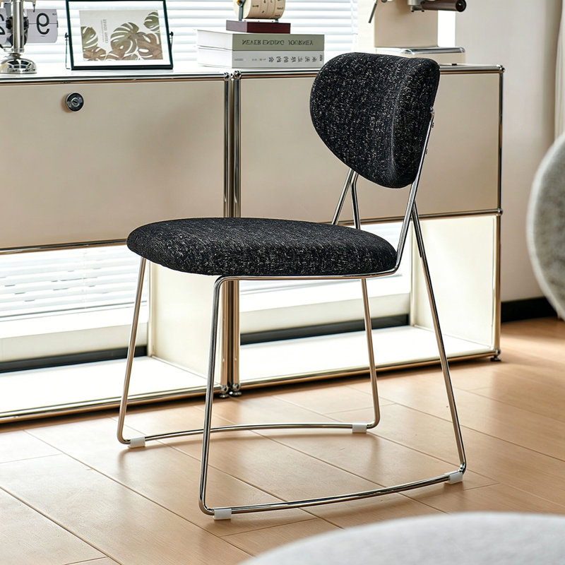 Chaise d'appoint noire à dossier solide (ensemble de 2), Black
