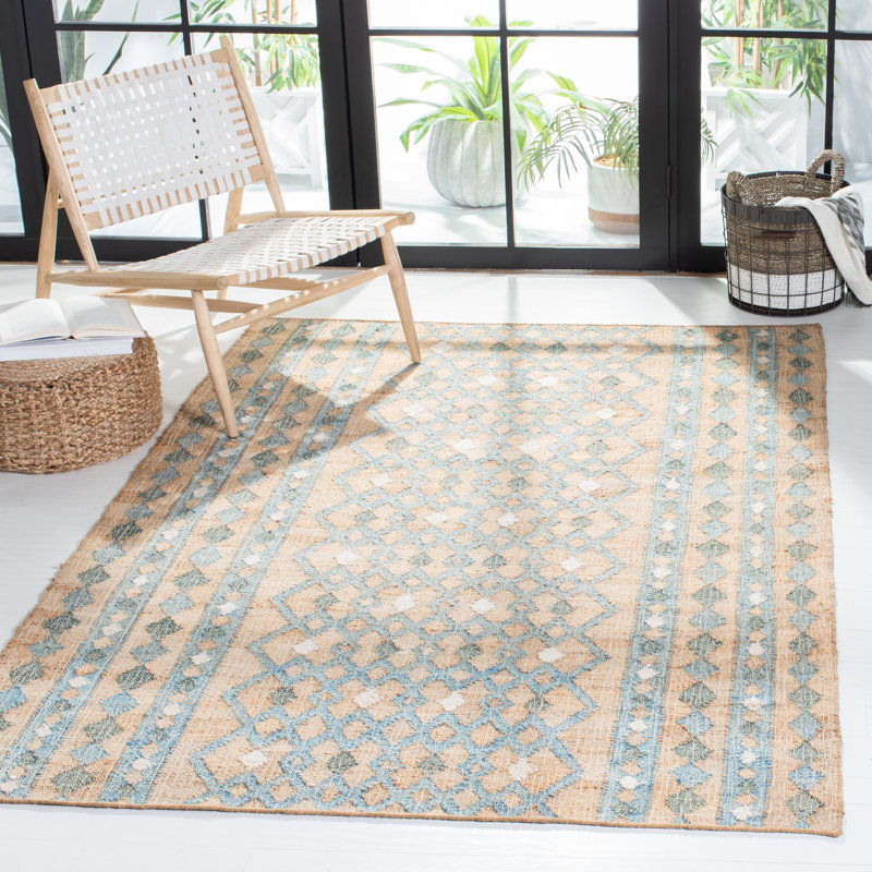 Roseboom Southwestern Handmade Flatweave Jute Tan Area Rug, Rectangle 5' x 8'