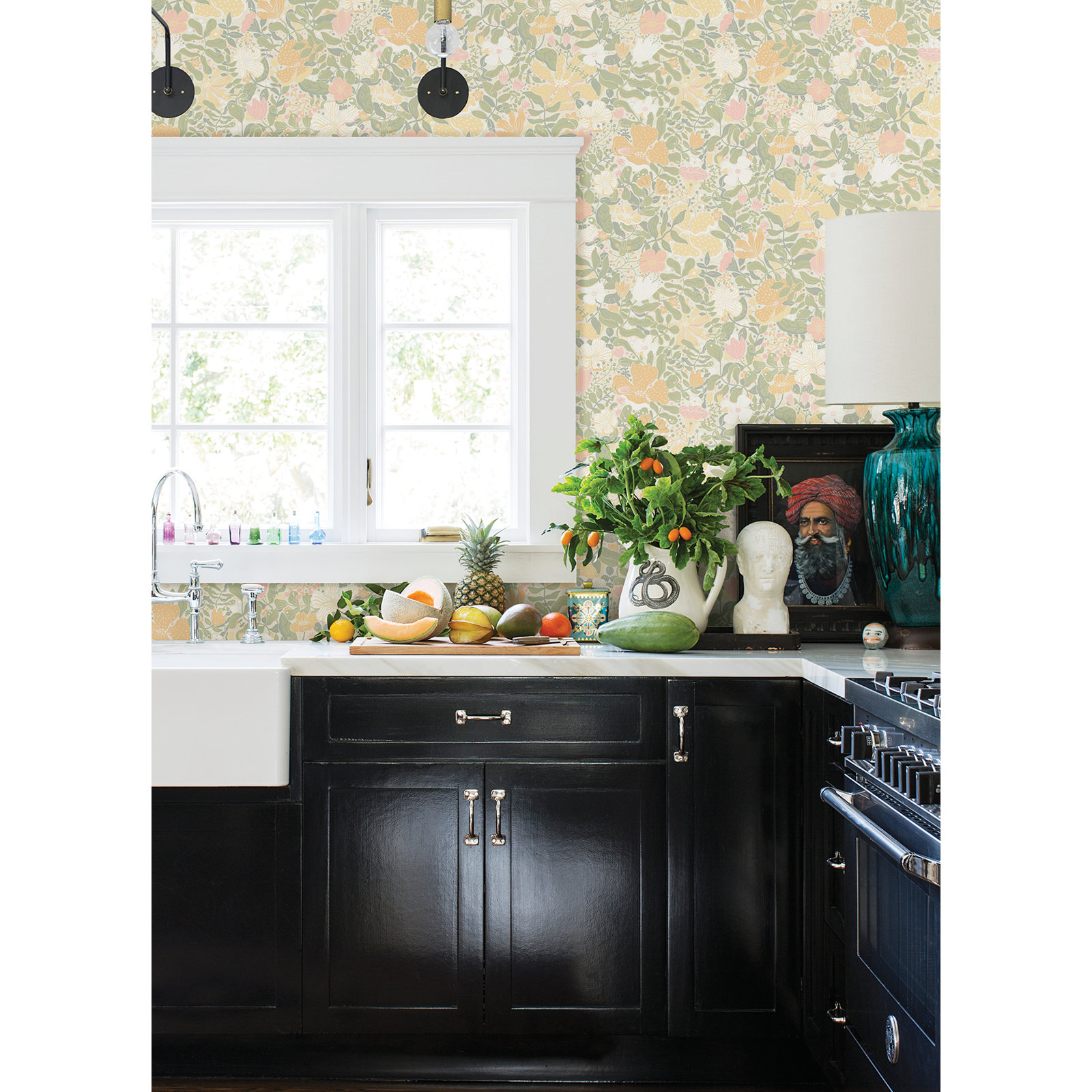 Harriette Floral Wallpaper, Pastel Green