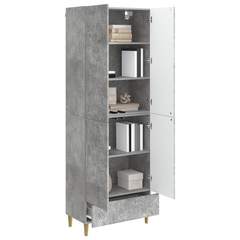4 -Door 3 Storage Cabinet, Concrete Grey