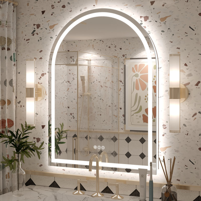Molly Arched LED Front Light and Backlit Anti-Fog Wall Bathroom/ Vanity Mirror, 38" x 28"