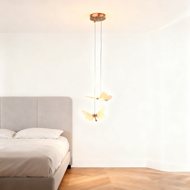 2-light Led Butterfly Bedside Pendant Light