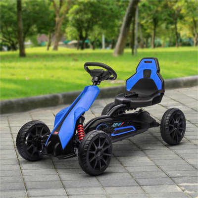 Aosom Kids Pedal Go Kart, Outdoor Ride on Toy with Adjustable Seat, Swing Axle, Handbrake, 4 Non-Slip EVA Wheels for Boys and Girls Aged 3-8 Years Old