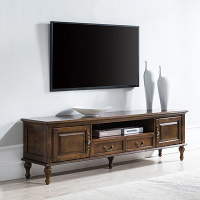 Meuble télé classique avec rangement spacieux en bois d'hévéa