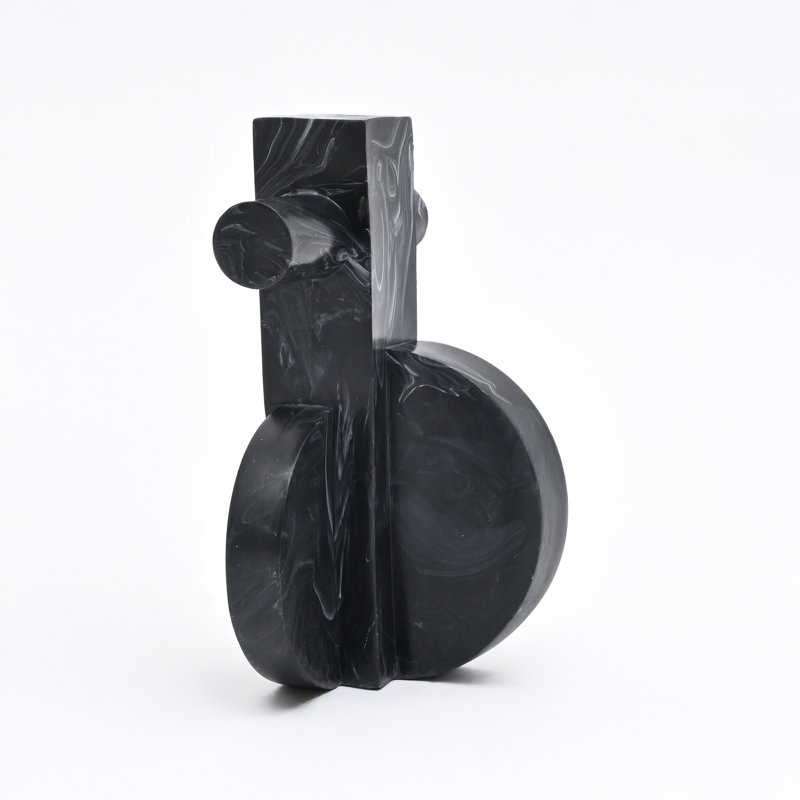 Modern Abstract Balance Sculpture – Black Matte Resin Decorative Accent (22.9 cm) 