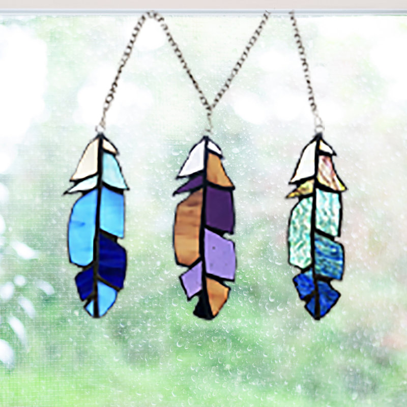 6"H Virtues of a Feather 3 Piece-Stained Glass Suncatcher