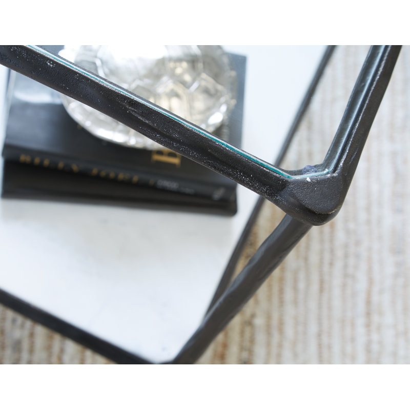 Glass Top End Table, Black