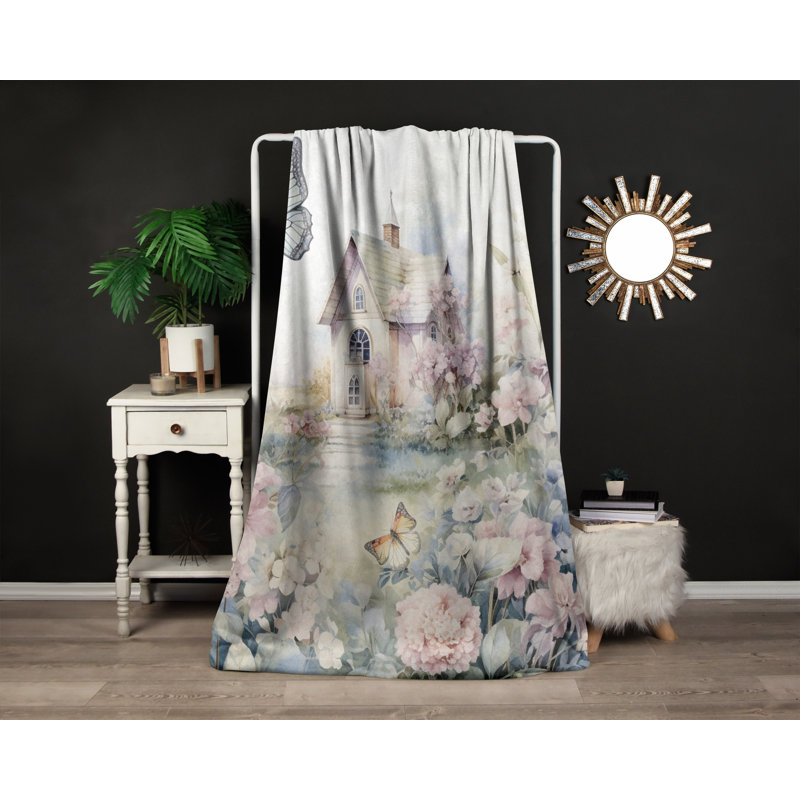 Throw Blanket, 51" W x 60" L, Animal Print/Abstract/Floral, Blue/Pink