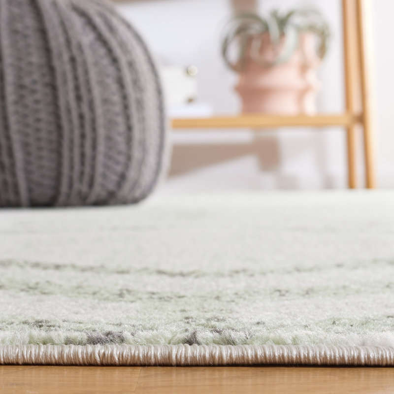Tapis géométrique ivoire / sauge Arrietty, Rectangle 4 pi x 6 pi
