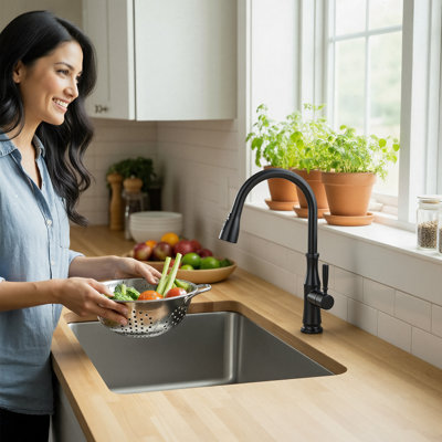 Pull Down Sprayer Kitchen Sink Faucet, Single Handle Kitchen Faucet