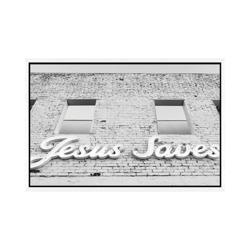 Jesus Saves II by Bethany Young - Print on Canvas, White Framed, 45.72cm H x 66.04cm W x 3.81cm D