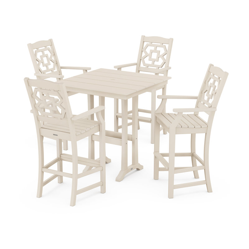 Ensemble repas pour 4 personnes avec table carrée Chinoiserie, Sable