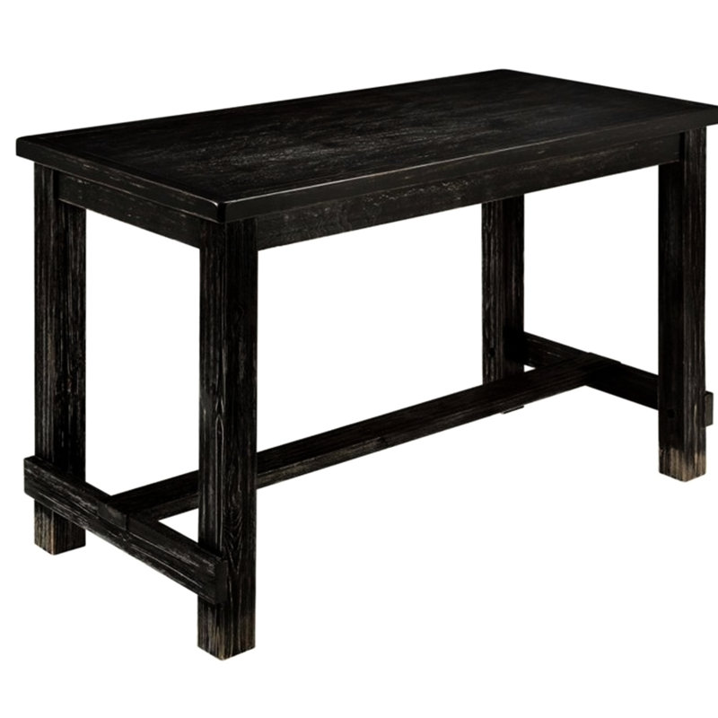 Table rustique noire antique, bois massif, finition de comptoir à hauteur de comptoir, construction