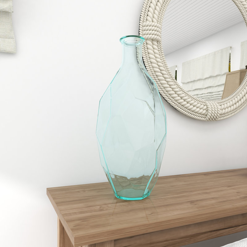 Hollomon Glass Flower Floor Vase, Clear, 23" H x 11" W x 11" D