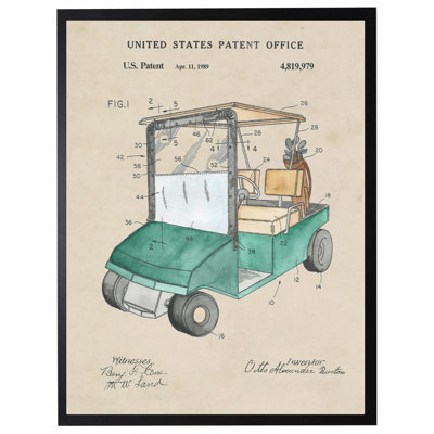 Golf Cart Patent in Black Frame
