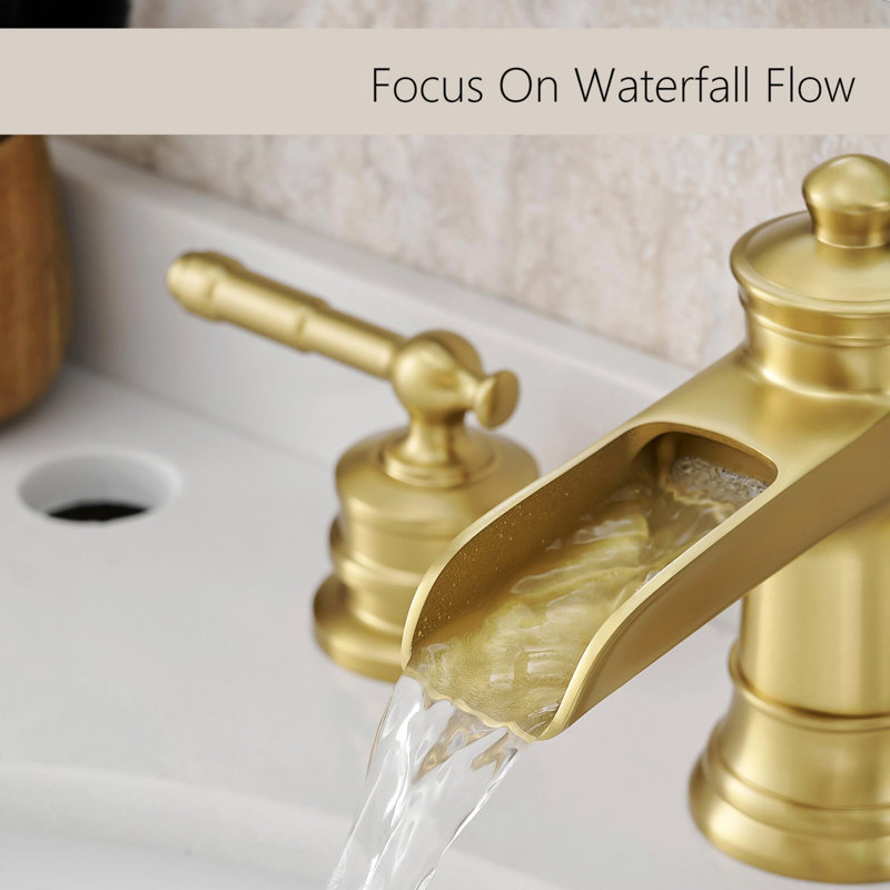 8 Inch Wide Bathroom Faucet, Brushed Gold