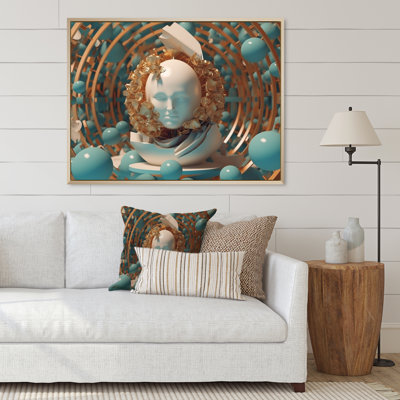 «Turquoise Sci-Fi Portrait of Futuristic Man» sur toile