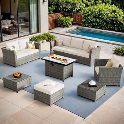 Ensemble de meubles de patio avec coussins 10 pièces Ignatz