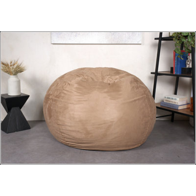 Fauteuil à billes à mousse haute densité déchiquetée de 5 pieds, revêtement en microsuède amovible, parfait pour les enfants et les adultes, bleu minuit