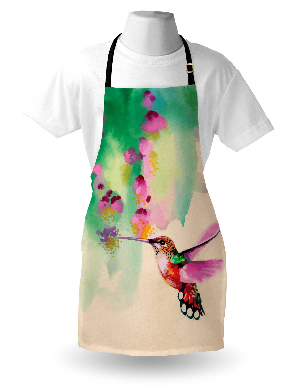 Polyester Aprons, Waterproof Flowers Birds Print Kitchen Apron For