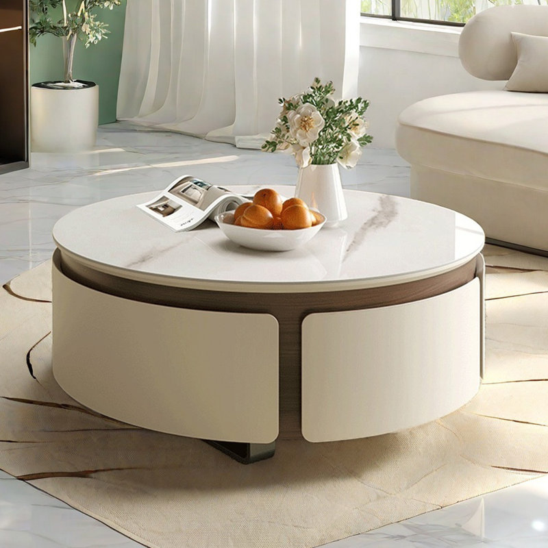 Table basse crème en pierre frittée