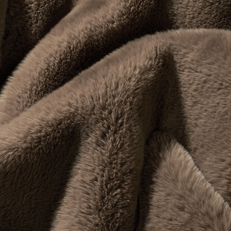 Jeté en fausse fourrure Luxury, L 60 po x L 80 po, Brun clair naturel