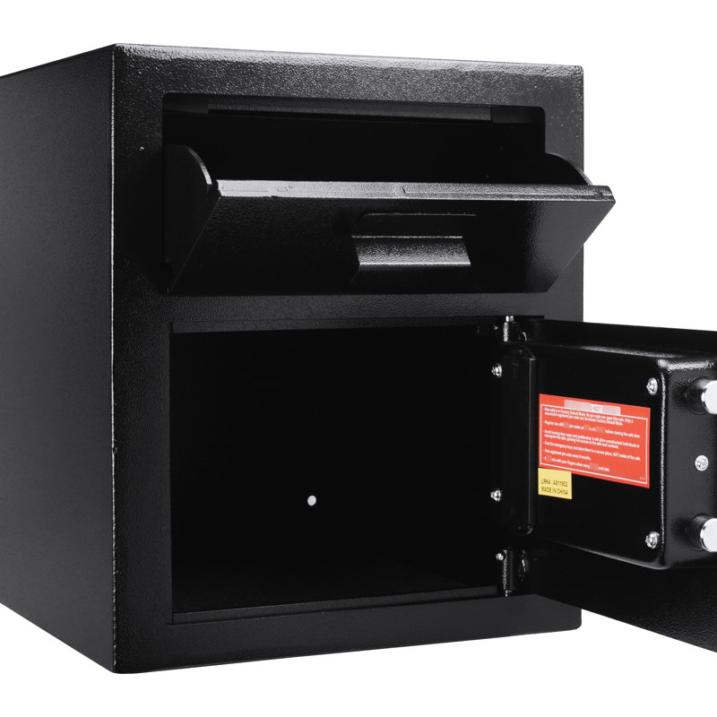 Coffre-fort à clavier 72 pi. Cu. Avec code à deux broches, pêche, acier massif, noir, 13,88 po P x P 16,18 H, fonction 41,33 lb, uni, profondeur, largeur, hauteur,