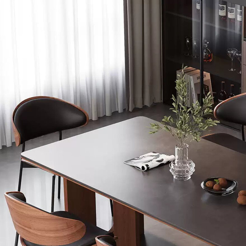 Black Rock Slab Dining Table, 29.52"H x 62.99"L x 31.49"W