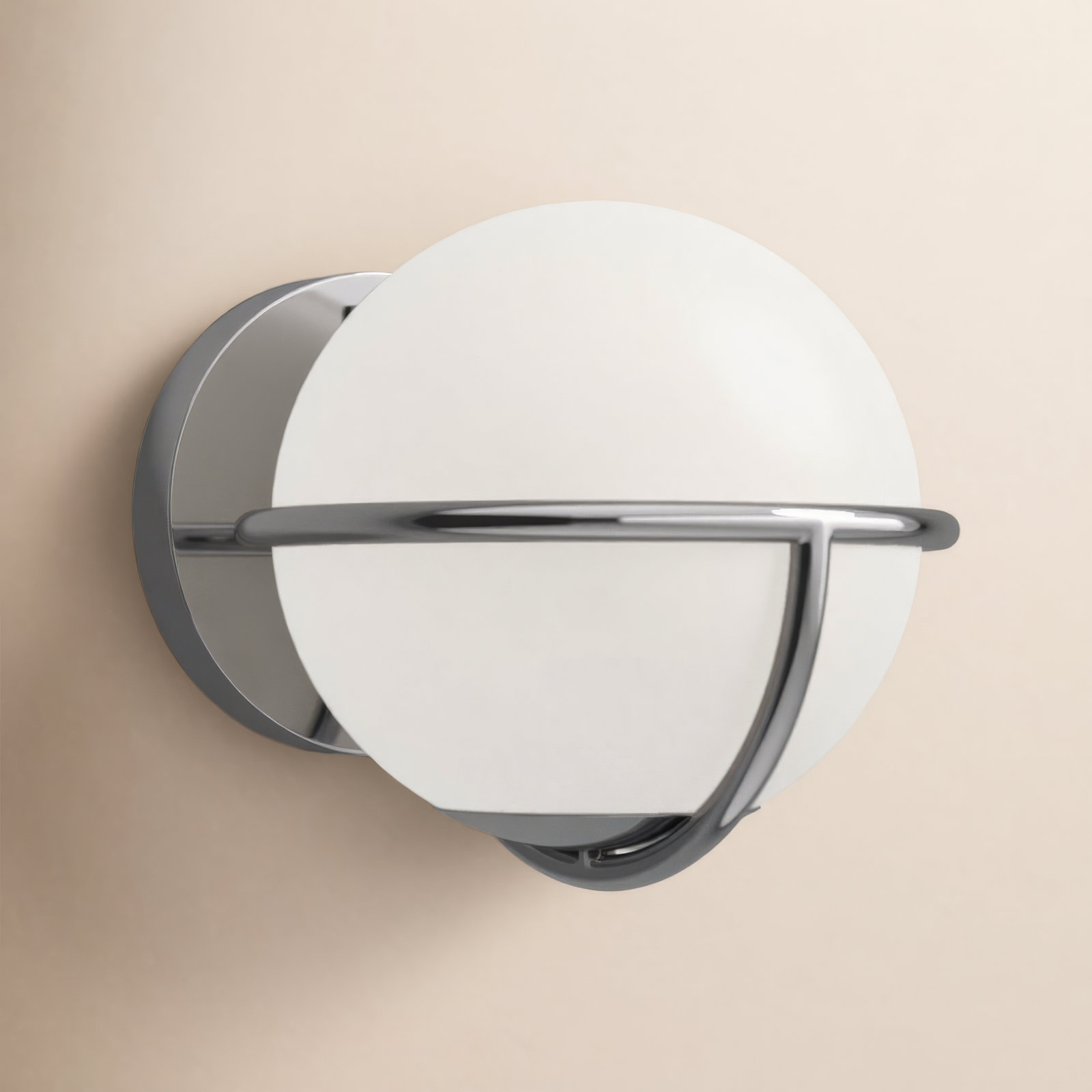 Adrika Single Light Glass Dimmable Armed Sconce, Polished Nickel
