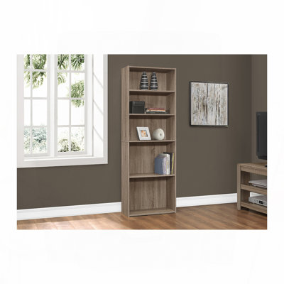 Bibliothèque, bibliothèque, 6 niveaux, H 72 po, bureau, chambre à coucher, stratifié brun, transitionnel