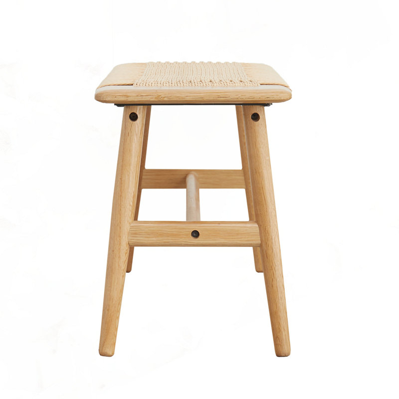 Woven Design Natural Oak Wood Bench, 15.98" H x 43.31" W x 11.82" D
