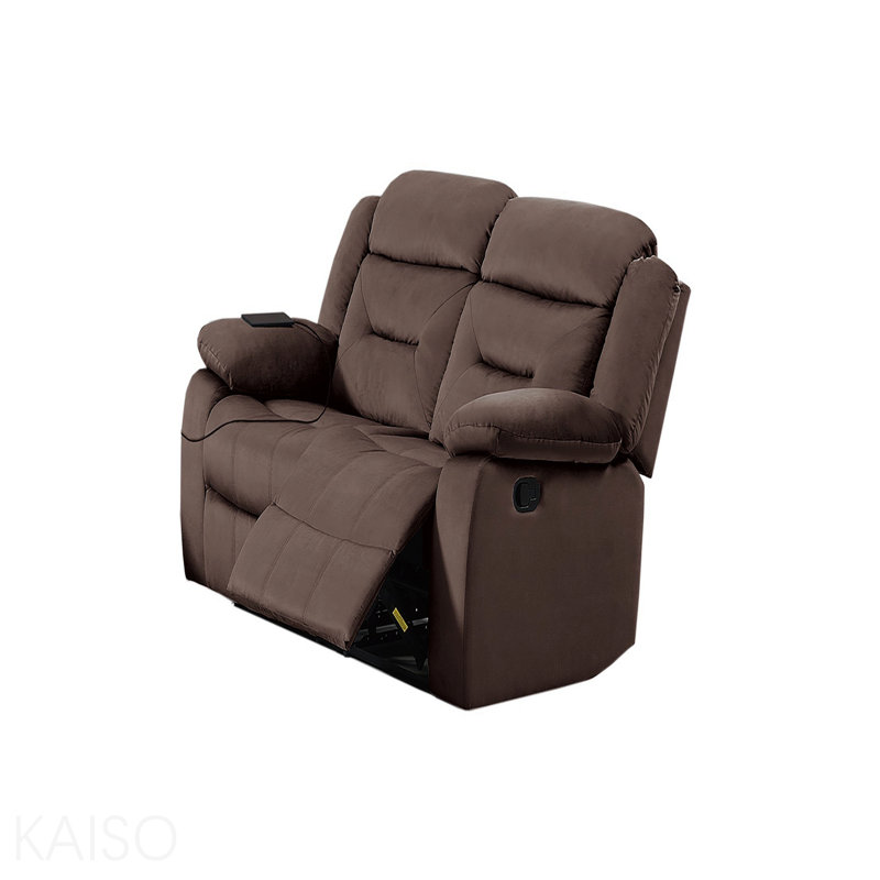Causeuse manuelle 1pc avec accoudoirs rembourrés et rembourrés à l'horizontale Usb port chocolat finition principale mobilier de salon