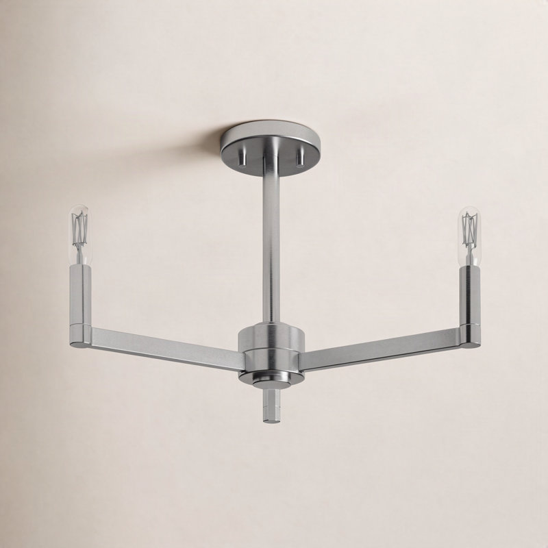 Plafonnier semi-encastré 3 lumières 20 po Patoma, Nickel brossé