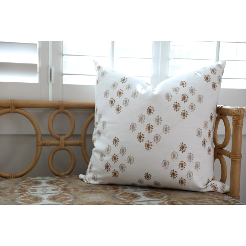 British Brooch Large Repeat Luxury Throw Pillow, Cognac, Square 22"
