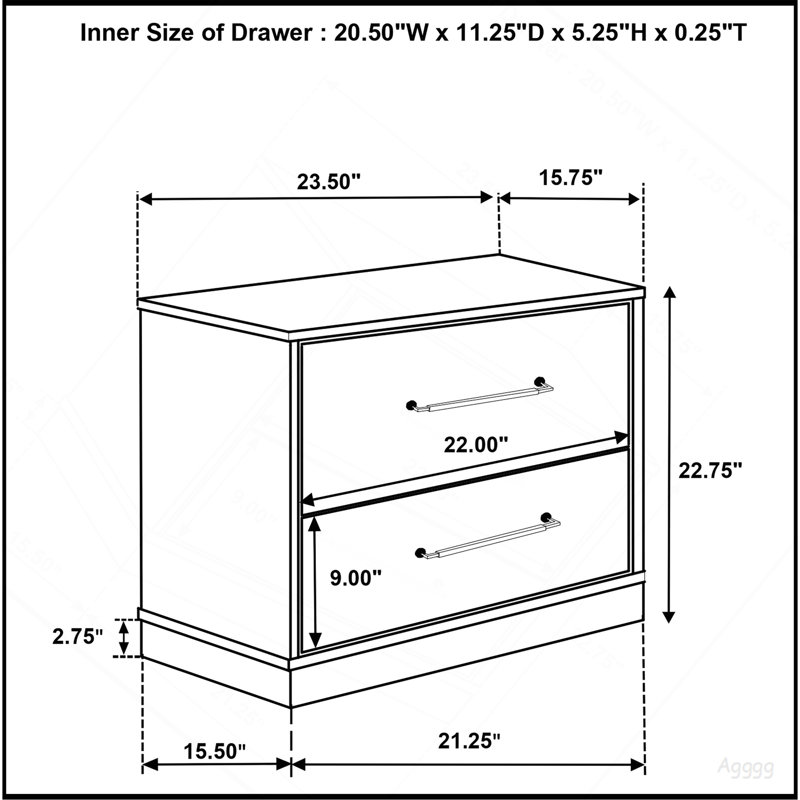 Edmondson Grey Oak 2-drawer Nightstand