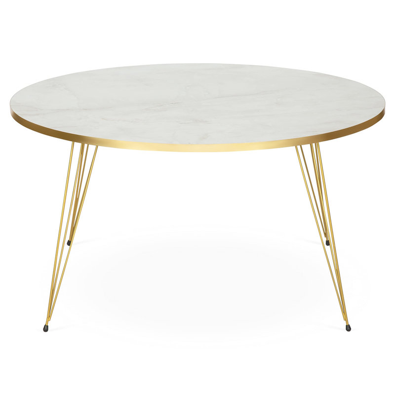 Aubina Four Leg Coffee Table, 47" H x 90" W x 90" D, White/Gold