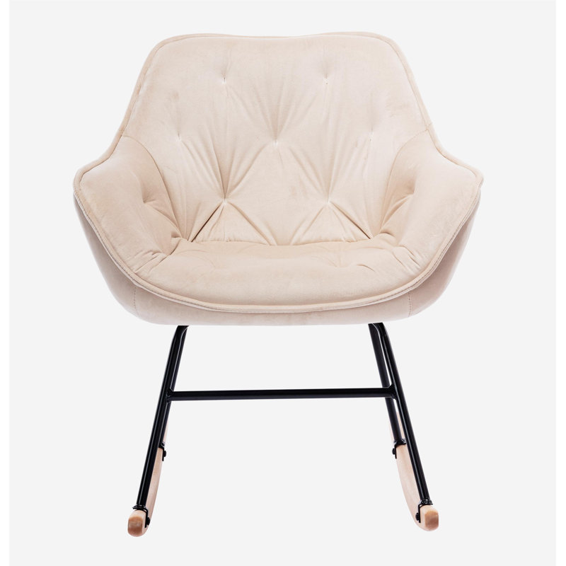 Alliviah Solid Wood Rocking Chair, Beige