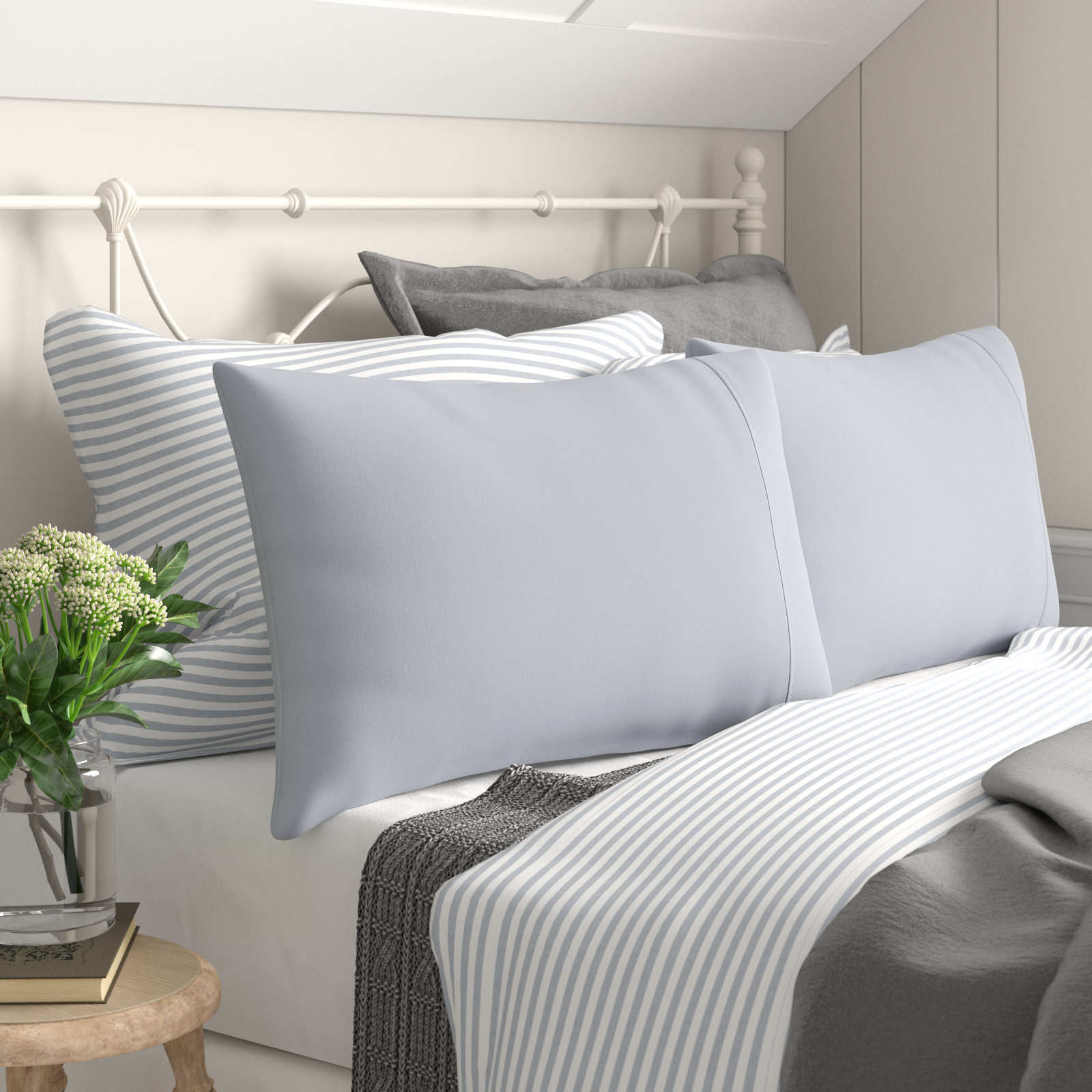 Coyer Cotton Pillowcase, Stormy Blue, King - 2 King Pillowcases