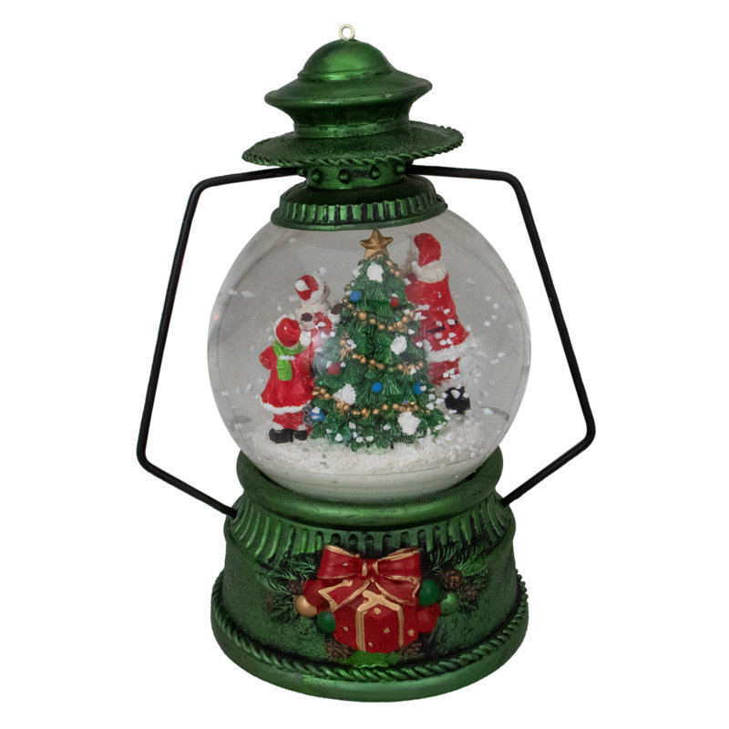 8" Green Lantern Snow Globe with Santa Claus and Kids