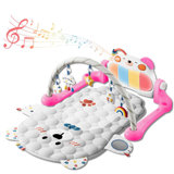 Lauon Baby Play Gym Mat, Bear Shaped Double Side Piano Thicken Activity Mat W 5 Detachable Toys, Tummy Time Mat Promote Motor Skills & Sensory Development Mat For Newborn