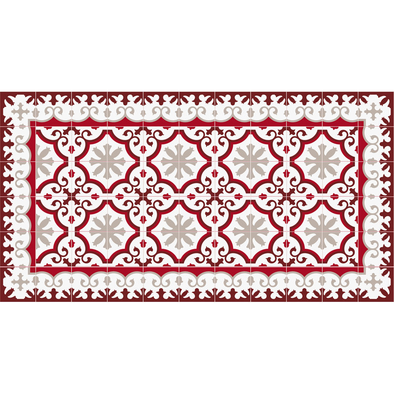 Emrey Vinyl Machine Printed Area Rug, Rectangle 2'7.5" x 4'11.1"