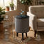 Table d'appoint ronde 16,26 po, table de bout noire avec Bluetooth, chargement sans fil et batterie intégrée