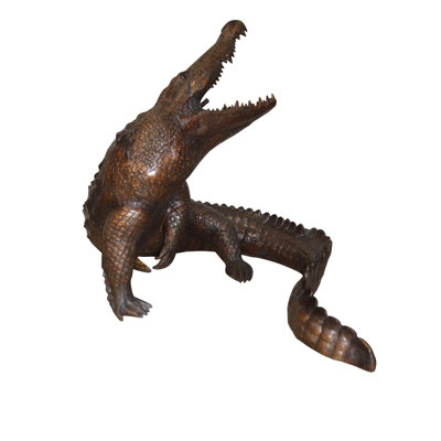 Statue crocodile fontaine en bronze - Taille: L 60 po x l 44 po x H 44 po.