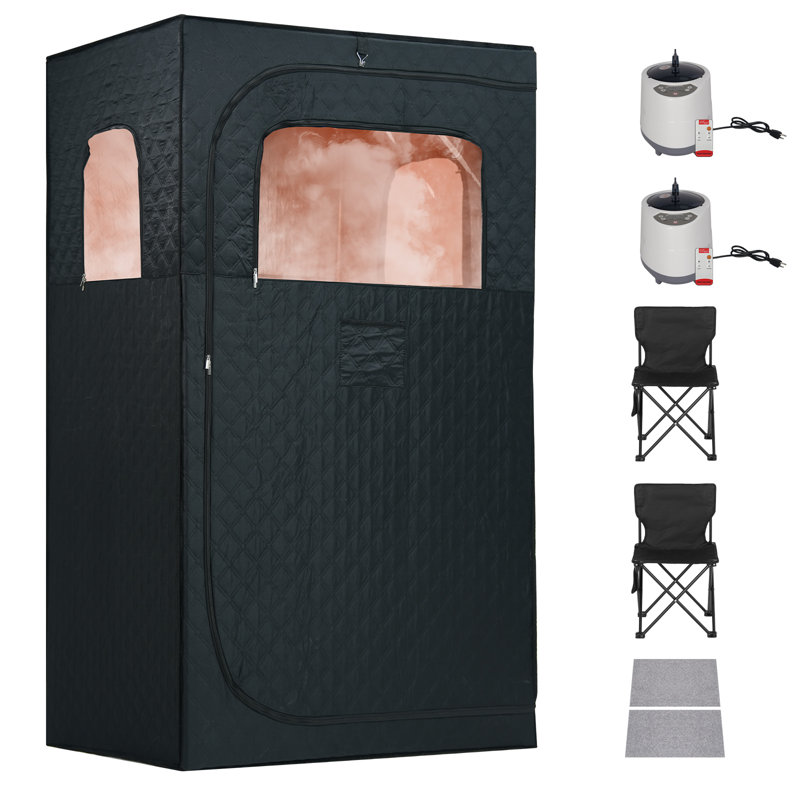 Sauna à vapeur d'intérieur 6,2 pi pour 2 personnes avec isolation thermique double couche et contrôle de la température à 9 niveaux, pour spa et thérapie à domicile
