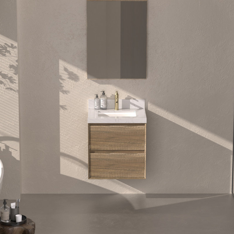 Meuble-lavabo moderne 24 po avec comptoir et lavabo en pierre reconstituée