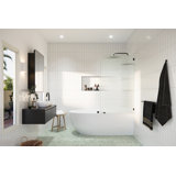 Aurora 30 in. x 58.25 in. Frameless Fluted Radius Single Fixed Bath Panel